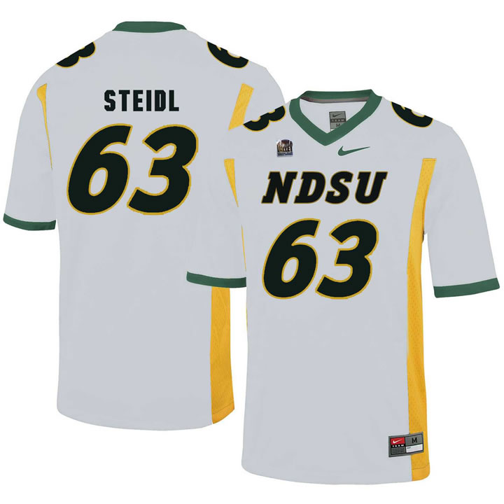 North Dakota State Bison #63 Aaron Steidl White College Football Jersey